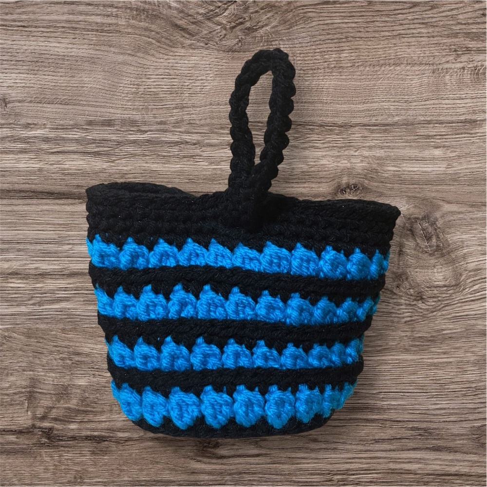 Elegant Black and Blue Clutch with Wristlet